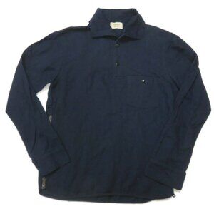 Everest Isles Polo Shirt Mens Small Navy Blue Long Sleeve Side Zip Pocket Button
